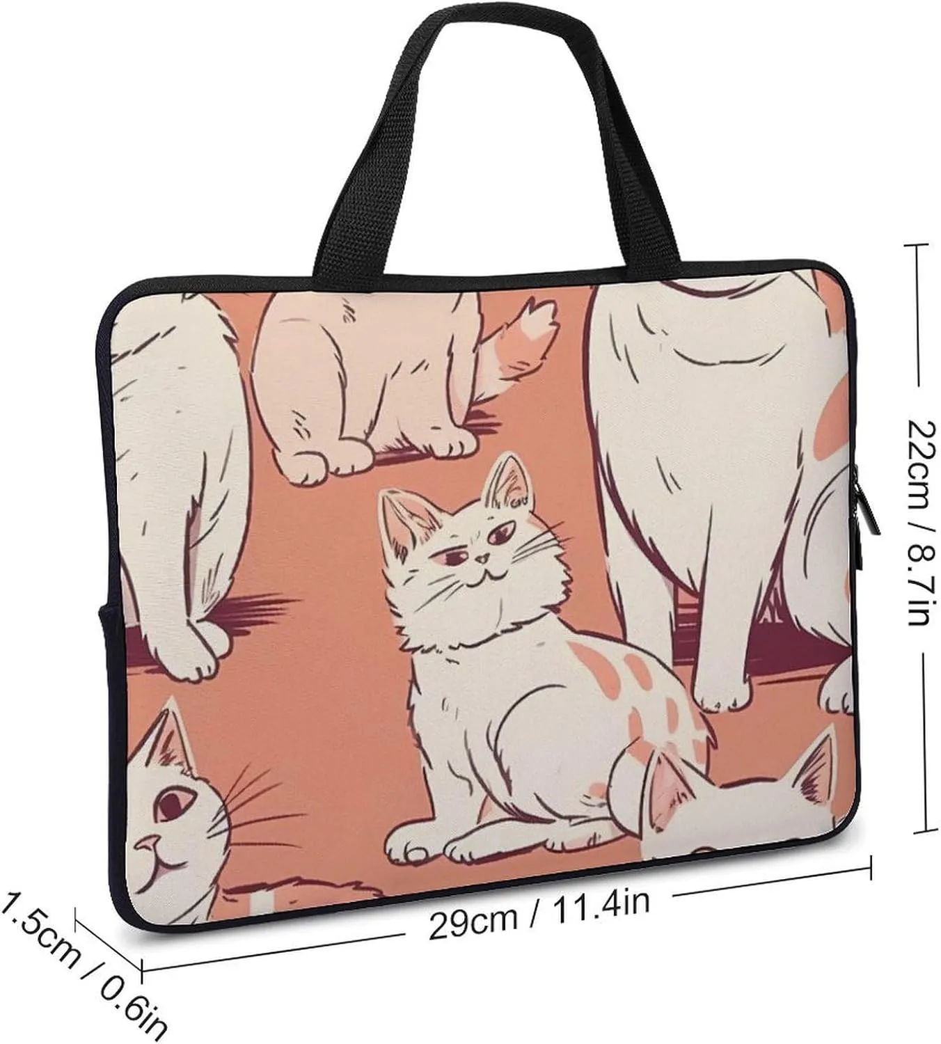 Laptop Sleeve with Handle Cat Different Poses Laptop Sleeve Bag Ultra-Thin Computer Bag Cover for 12-17 Inch