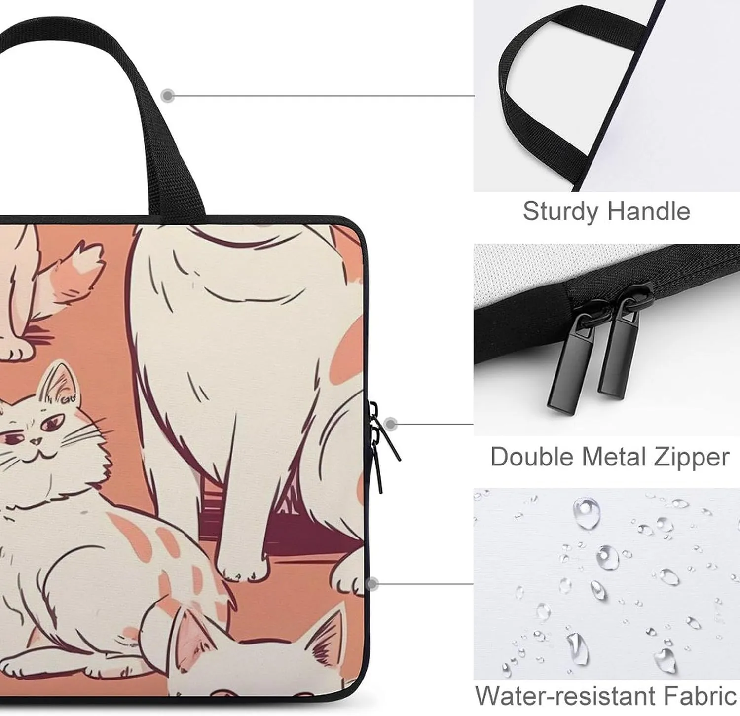Laptop Sleeve with Handle Cat Different Poses Laptop Sleeve Bag Ultra-Thin Computer Bag Cover for 12-17 Inch