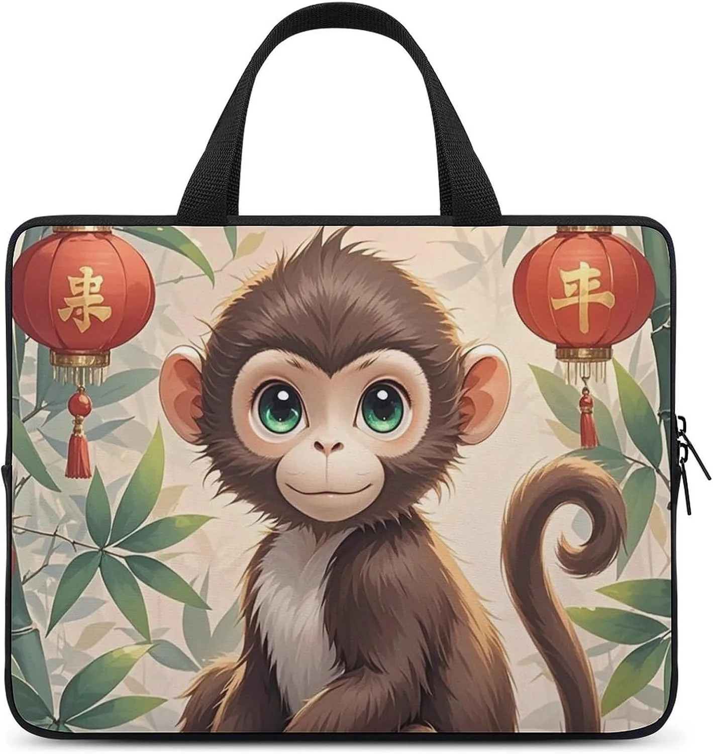 Laptop Sleeve with Handle Chinese Style Monkey Laptop Sleeve Bag Ultra-Thin Computer Bag Cover for 12-17 Inch