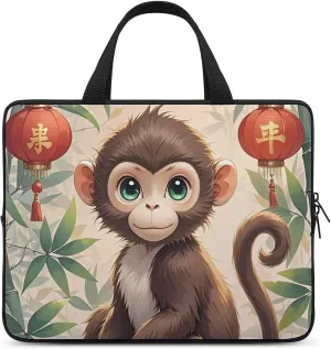 Laptop Sleeve with Handle Chinese Style Monkey Laptop Sleeve Bag Ultra-Thin Computer Bag Cover for 12-17 Inch