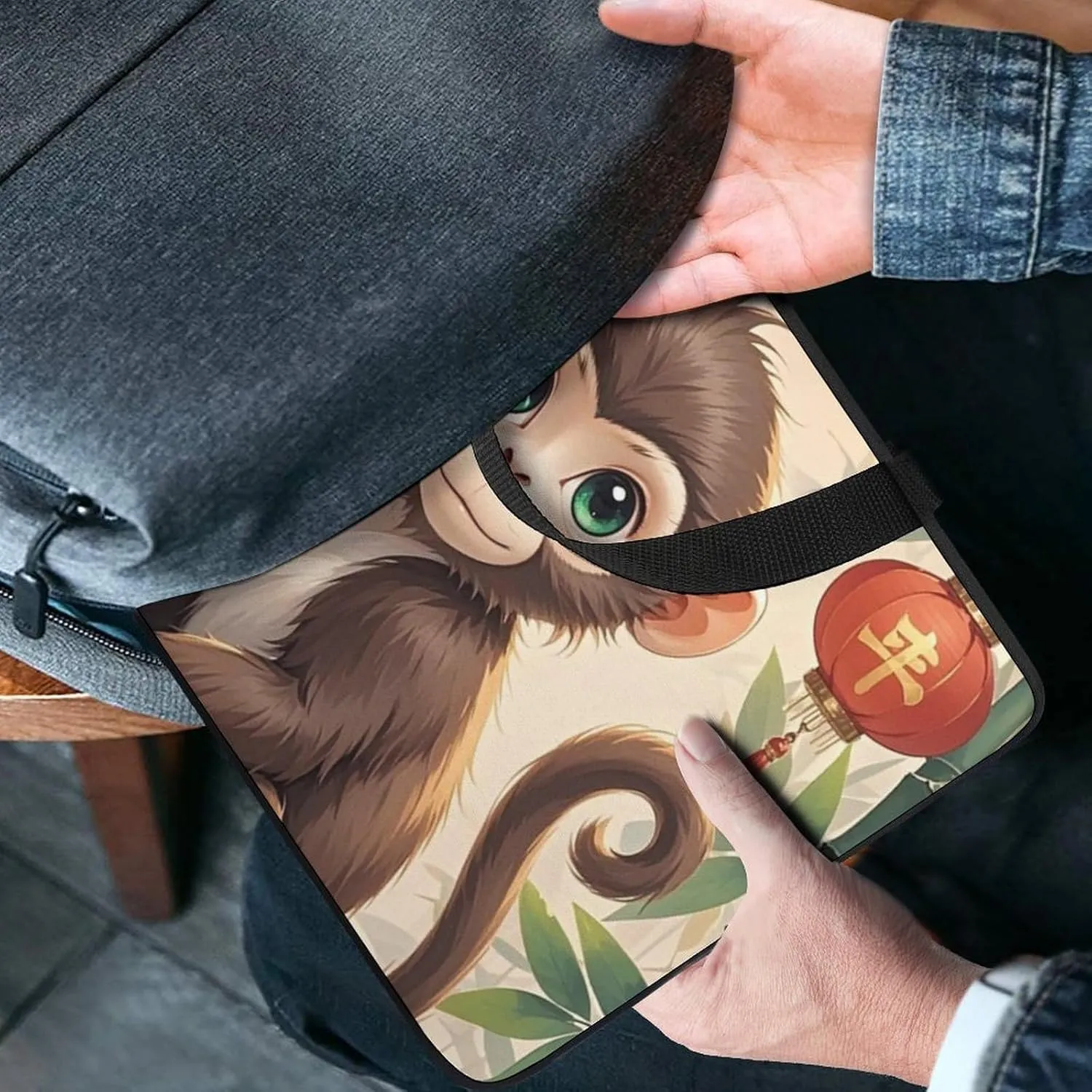 Laptop Sleeve with Handle Chinese Style Monkey Laptop Sleeve Bag Ultra-Thin Computer Bag Cover for 12-17 Inch