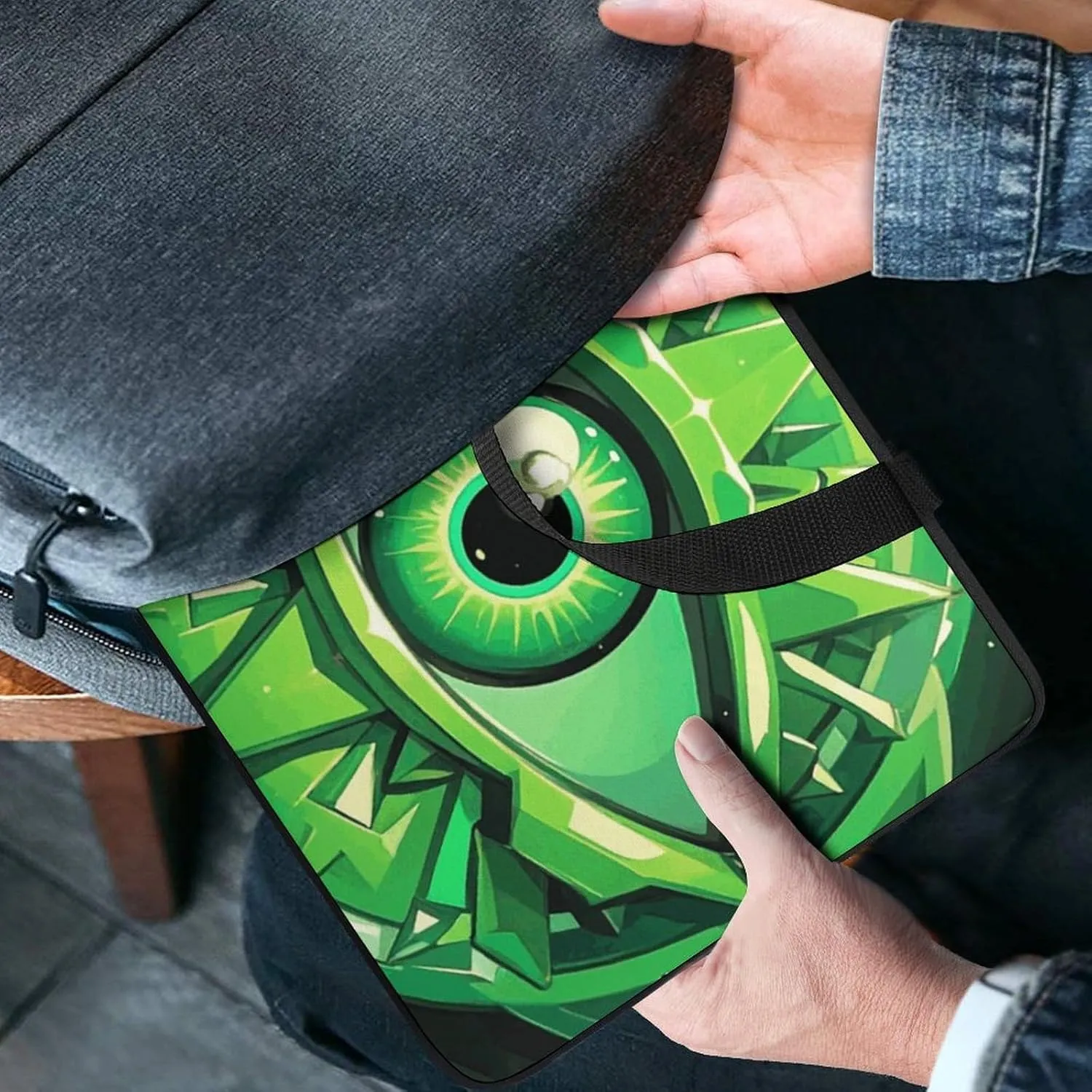 Laptop Sleeve with Handle Green Evil Eye Laptop Sleeve Bag Ultra-Thin Computer Bag Cover for 12-17 Inch