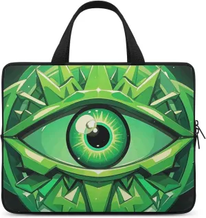 Laptop Sleeve with Handle Green Evil Eye Laptop Sleeve Bag Ultra-Thin Computer Bag Cover for 12-17 Inch