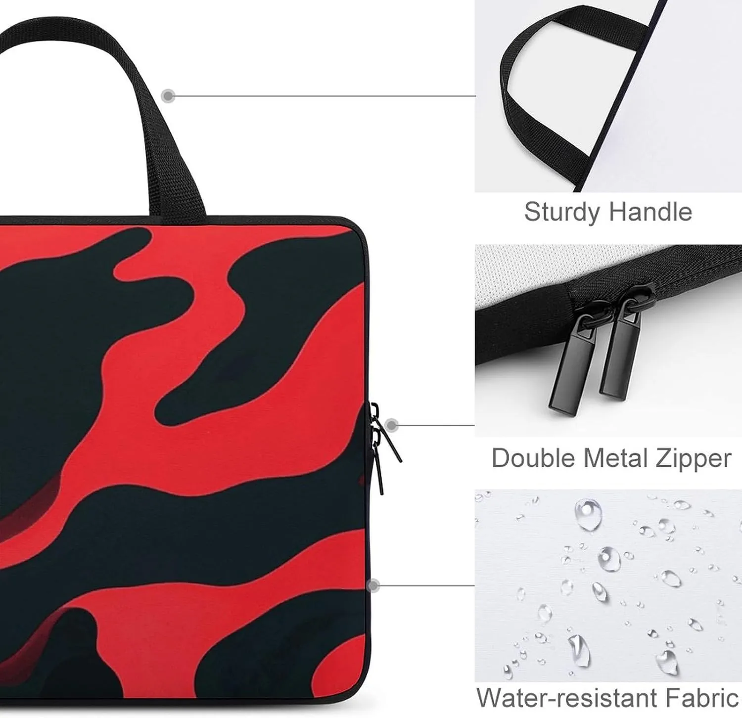 Laptop Sleeve with Handle Red And Black Camouflage Laptop Sleeve Bag Ultra-Thin Computer Bag Cover for 12-17 Inch