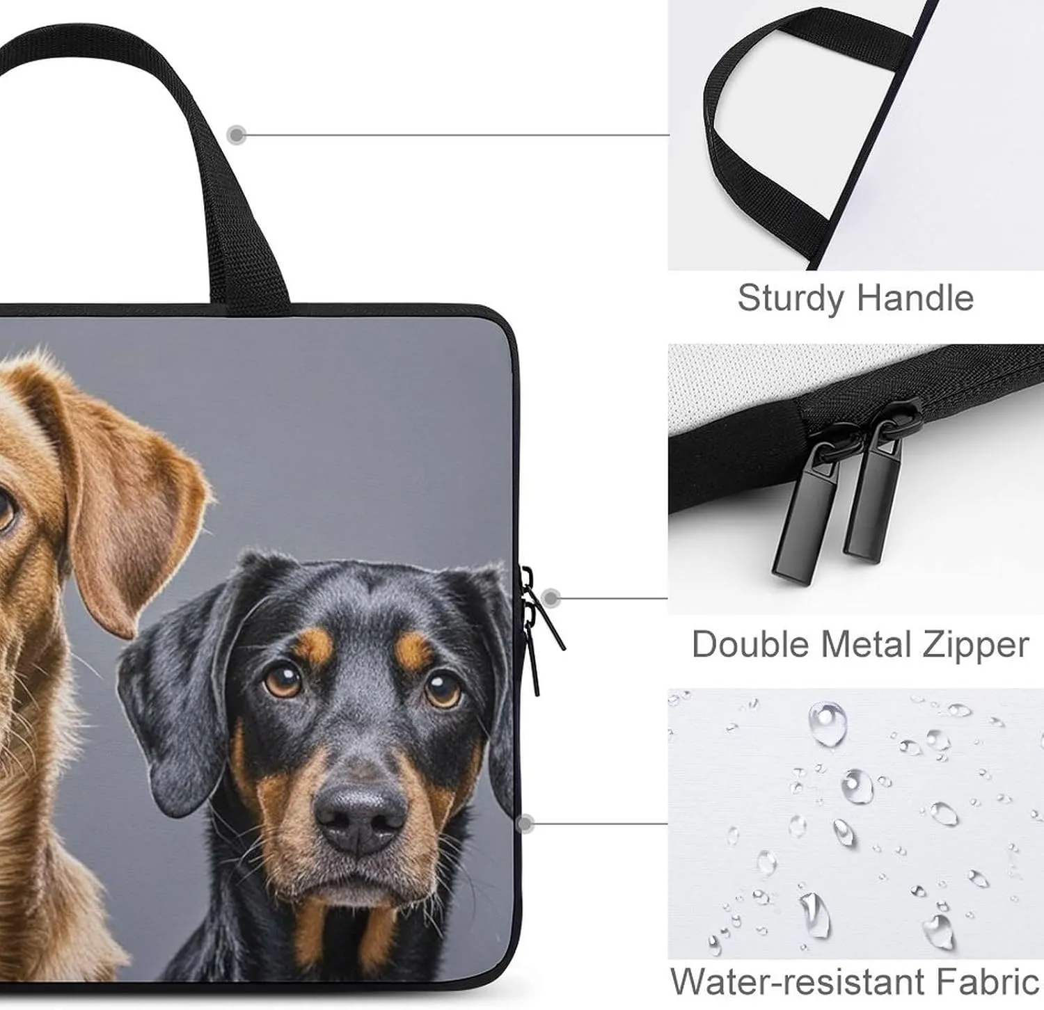 Laptop Sleeve with Handle Two Different Dogs Laptop Sleeve Bag Ultra-Thin Computer Bag Cover for 12-17 Inch