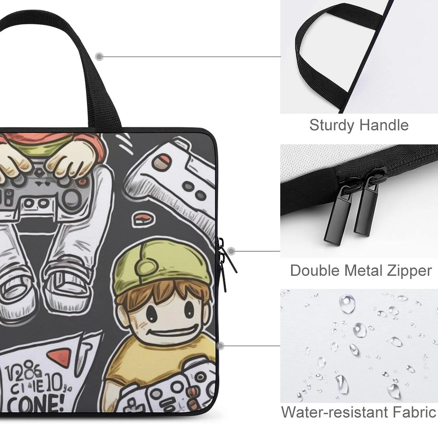 Laptop Sleeve with Handle Video Game Boys Laptop Sleeve Bag Ultra-Thin Computer Bag Cover for 12-17 Inch