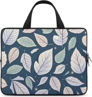 Laptop Sleeve with Handle White Leaf Pattern Laptop Sleeve Bag Ultra-Thin Computer Bag Cover for 12-17 Inch