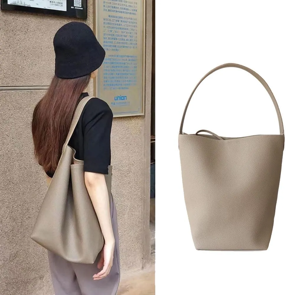 Leather Bucket Bag for WomenGenuine Large Hobo Bags Calf Leather with Pebbled TextureShoulder Tote Handbag