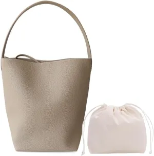Leather Bucket Bag for WomenGenuine Large Hobo Bags Calf Leather with Pebbled TextureShoulder Tote Handbag