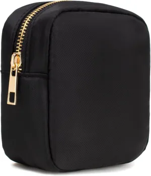 LETGO Nylon Small Makeup Bag for Purse Small Cosmetic Bag Travel Makeup Bag Pouch,Travel Size Toiletry Bags Cute Mini Makeup Bag, Nylon Zipper Pouches, Coin Purse,Car Accessories(Mini-Black)