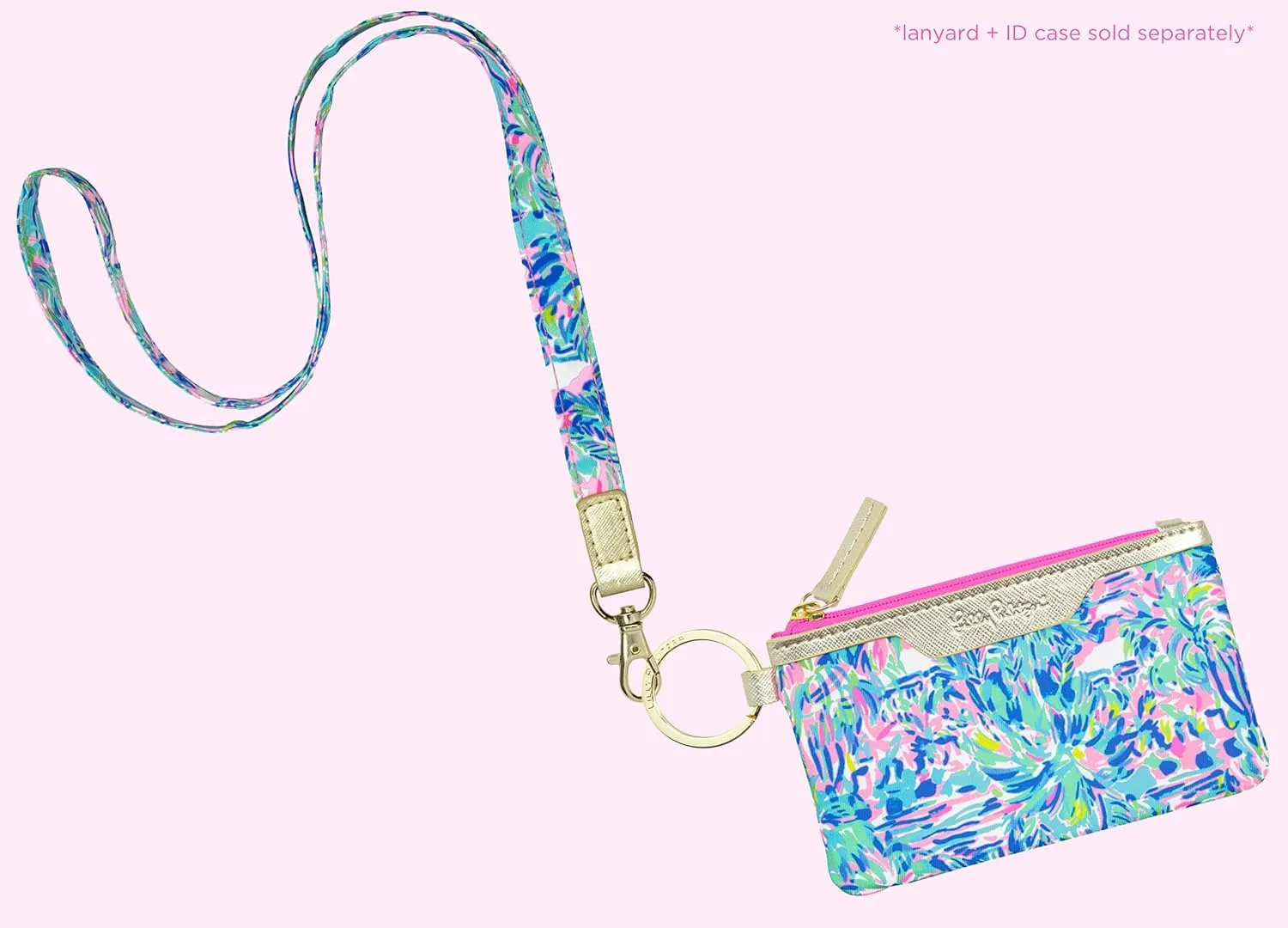 Lilly Pulitzer ID Holder Wallet, Blue Keychain Wallet with Zip Close, Cute Card and ID Case for Women, Cabana Cocktail