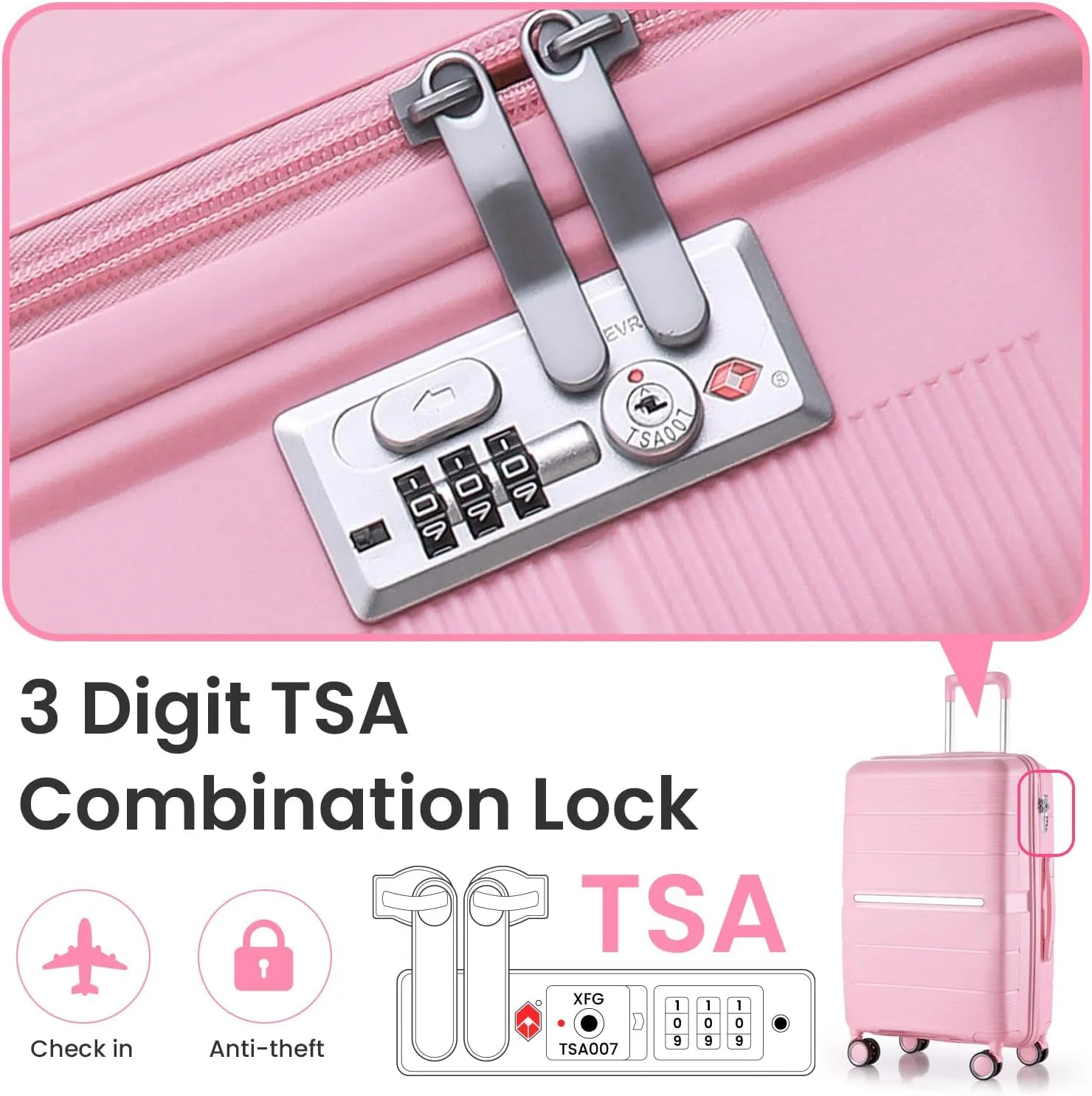 Luggage Sets 4 Piece(14/20/24/28) Durable Expandable suitcase, Hard Shell Lightweight TSA Lock Carry on Expandable Suitcase with Spinner Wheels Travel Set for Men Women (Pink)