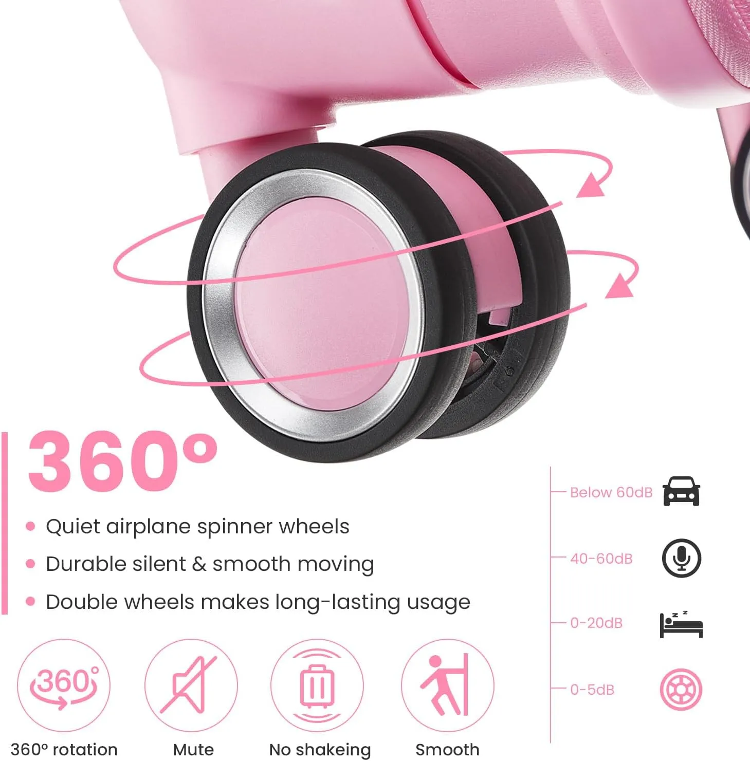 Luggage Sets 4 Piece(14/20/24/28) Durable Expandable suitcase, Hard Shell Lightweight TSA Lock Carry on Expandable Suitcase with Spinner Wheels Travel Set for Men Women (Pink)