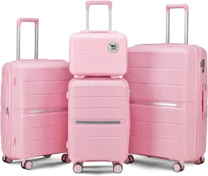 Luggage Sets 4 Piece(14/20/24/28) Durable Expandable suitcase, Hard Shell Lightweight TSA Lock Carry on Expandable Suitcase with Spinner Wheels Travel Set for Men Women (Pink)