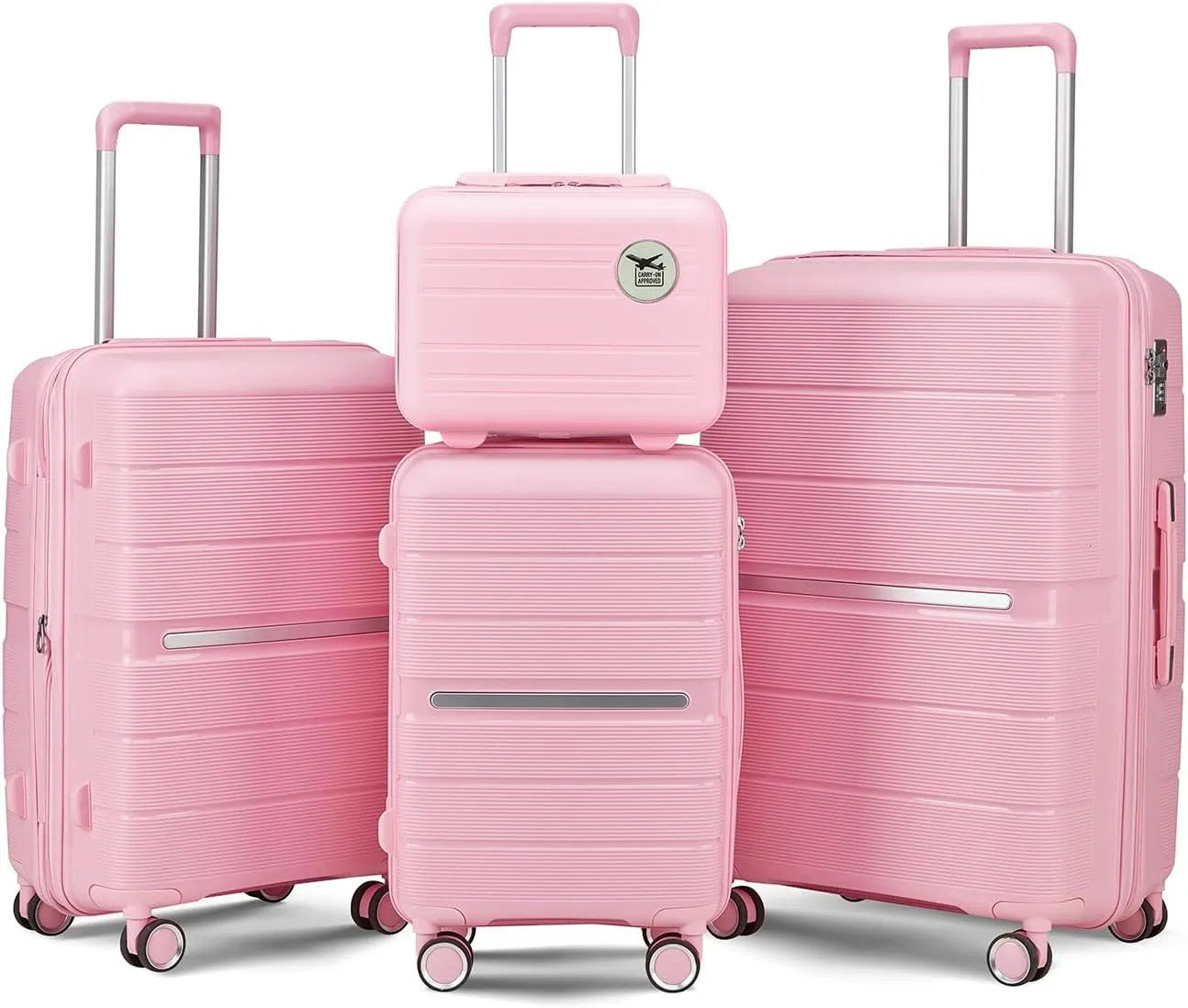 Luggage Sets 4 Piece(14/20/24/28) Durable Expandable suitcase, Hard Shell Lightweight TSA Lock Carry on Expandable Suitcase with Spinner Wheels Travel Set for Men Women (Pink)