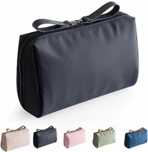 Makeup Bag for Travel - Handy Bag for Your Travel Essentials, Small Cosmetic Organizer for Purse, Women & Girls, Compact Organizer for Travel Essentials and Toiletries (Black, Large)