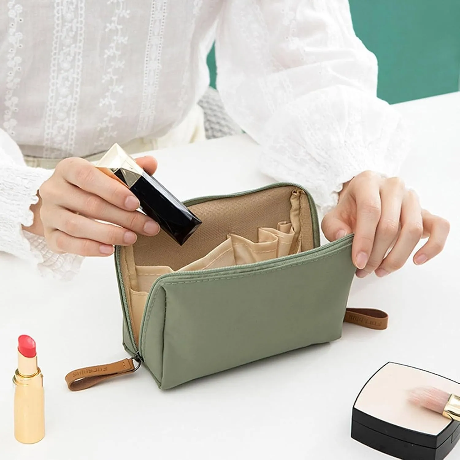 Makeup Bag for Travel - Handy Bag for Your Travel Essentials, Small Cosmetic Organizer for Purse, Women & Girls, Compact Organizer for Travel Essentials and Toiletries (Black, Large)