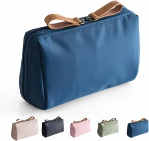 Makeup Bag for Travel - Handy Bag for Your Travel Essentials, Small Cosmetic Organizer for Purse, Women & Girls, Compact Organizer for Travel Essentials and Toiletries (Blue, Large)