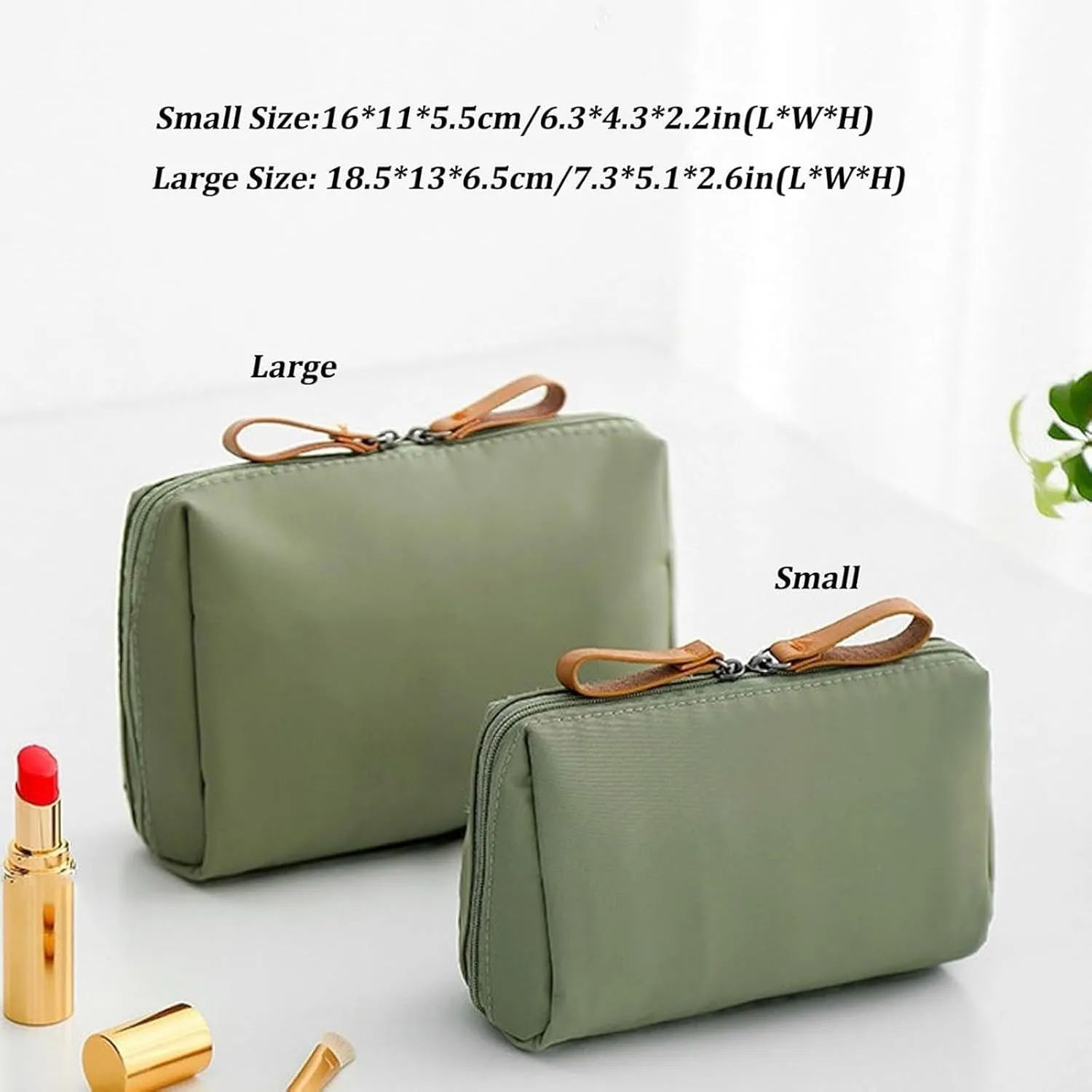 Makeup Bag for Travel - Handy Bag for Your Travel Essentials, Small Cosmetic Organizer for Purse, Women & Girls, Compact Organizer for Travel Essentials and Toiletries (Green, Large)