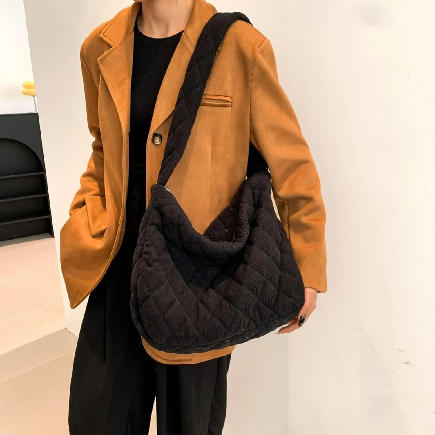 Makukke Corduroy Tote Bag - Women's Shoulder Handbag - Big Capacity Hobo - Casual Work Shopping