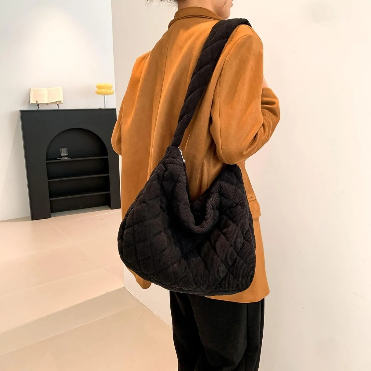 Makukke Corduroy Tote Bag - Women's Shoulder Handbag - Big Capacity Hobo - Casual Work Shopping