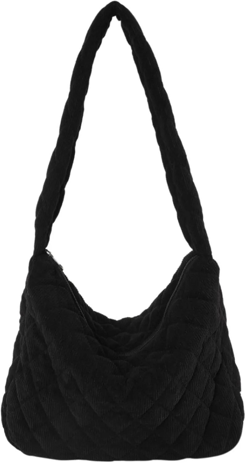 Makukke Corduroy Tote Bag - Women's Shoulder Handbag - Big Capacity Hobo - Casual Work Shopping