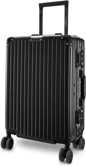Maleta Crown Series Cabin Trolley Bag Aluminium Frame, 20 inch, 8 Spinner Wheels, Dual TSA Lock Trolley Bags for Travel Suitcase for Travel Bags for Travelling (Black, Cabin-Small)