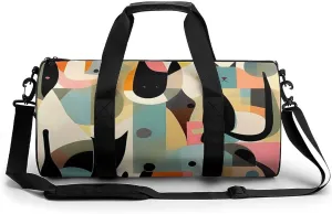 Mens Womens Gym Bag, Mid-Century Modern Art Cat Print Duffle Bags,travel Gym Duffle Bag,garment Duffle Bag,gym Bag with Shoe Compartment