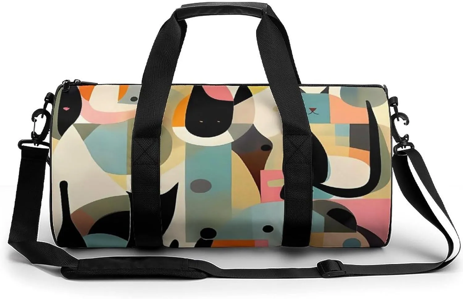 Mens Womens Gym Bag, Mid-Century Modern Art Cat Print Duffle Bags,travel Gym Duffle Bag,garment Duffle Bag,gym Bag with Shoe Compartment