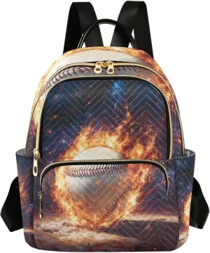 Mini Backpack for Women Baseball Flame Starlist Sky Small Purse Daypacks Stylish Bags Lightweight Travel Backpacks for College Shopping Work Dating