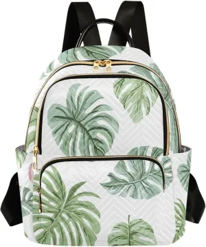 Mini Backpack for Women Baseball Green Leaves Pattern Small Purse Daypacks Stylish Bags Lightweight Travel Backpacks for College Shopping Work Dating