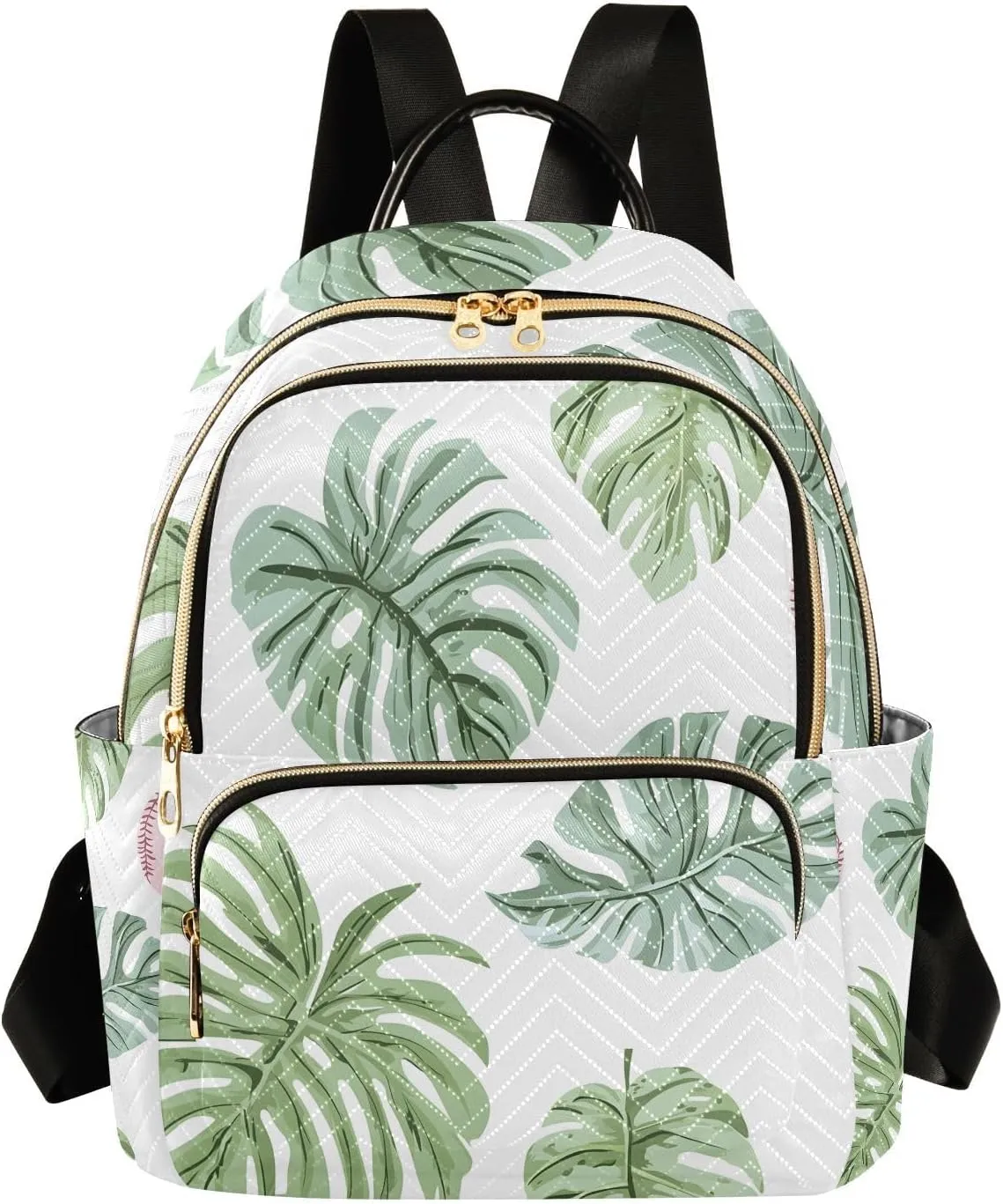 Mini Backpack for Women Baseball Green Leaves Pattern Small Purse Daypacks Stylish Bags Lightweight Travel Backpacks for College Shopping Work Dating