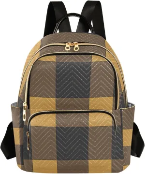 Mini Backpack for Women Browncheckerboard Pattern Small Purse Daypacks Stylish Bags Lightweight Travel Backpacks for College Shopping Work Dating