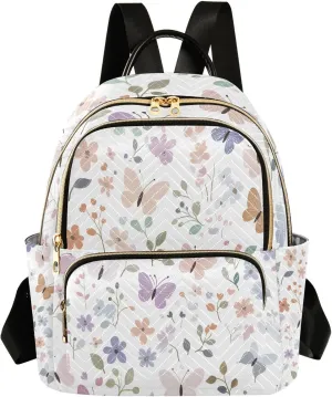 Mini Backpack for Women Butterflies Pink Flowers Pattern Small Purse Daypacks Stylish Bags Lightweight Travel Backpacks for College Shopping Work Dating