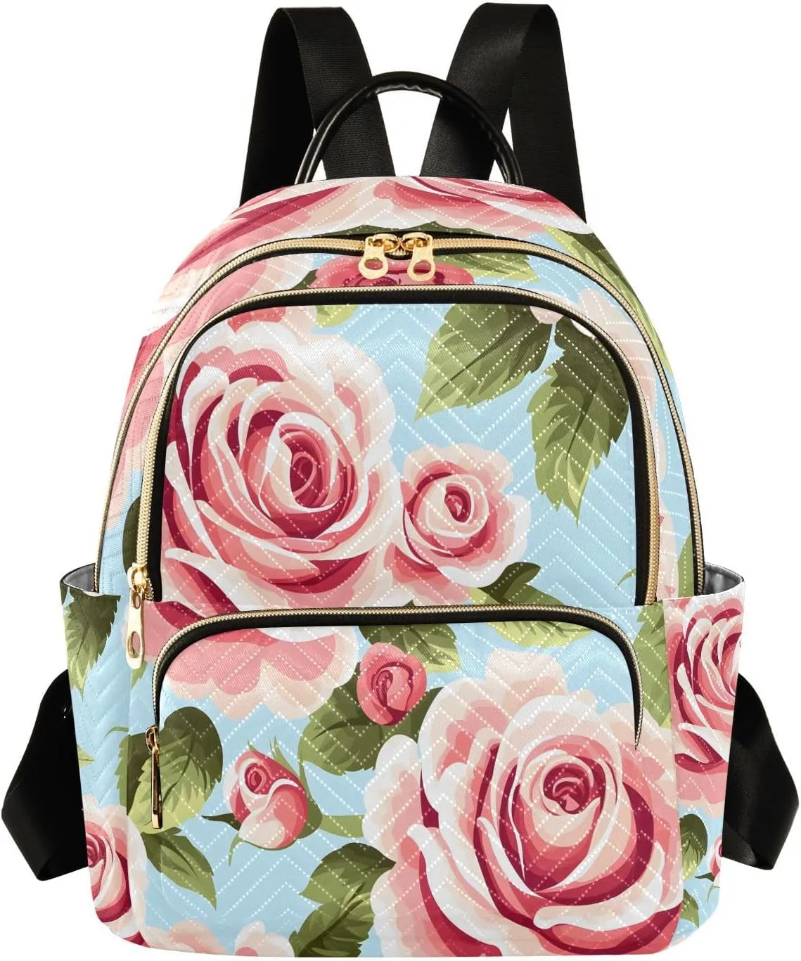 Mini Backpack for Women Coral Flower Green Leaves Plants Small Purse Daypacks Stylish Bags Lightweight Travel Backpacks for College Shopping Work Dating