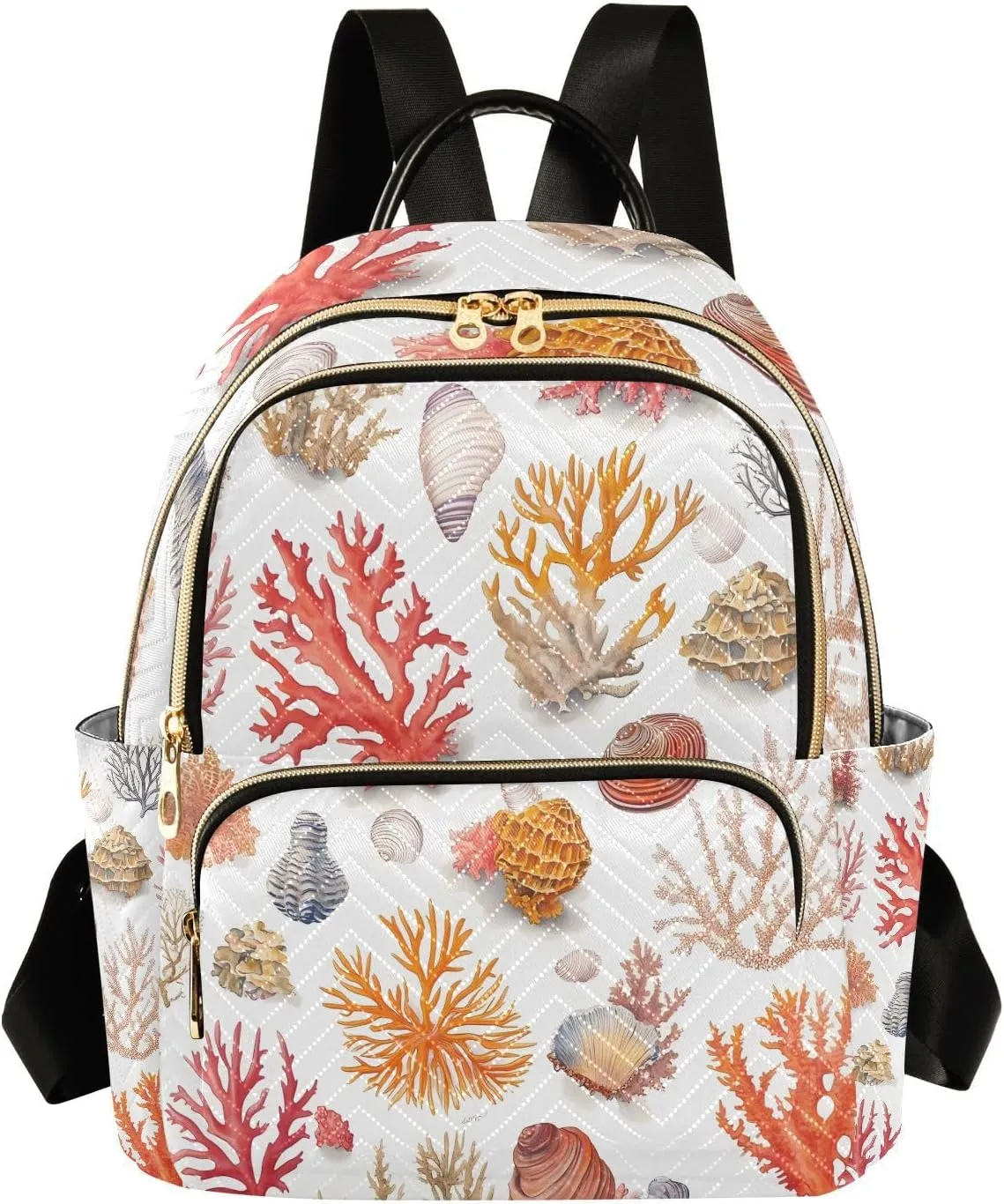 Mini Backpack for Women Coral Shell Pattern Small Purse Daypacks Stylish Bags Lightweight Travel Backpacks for College Shopping Work Dating