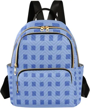 Mini Backpack for Women Dark Blue Plaid Pattern Small Purse Daypacks Stylish Bags Lightweight Travel Backpacks for College Shopping Work Dating