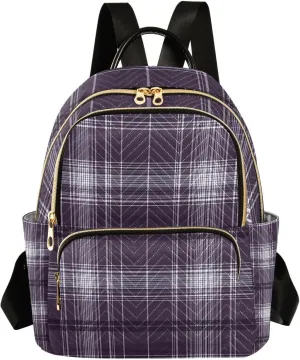 Mini Backpack for Women Dark Plaid Pattern Small Purse Daypacks Stylish Bags Lightweight Travel Backpacks for College Shopping Work Dating