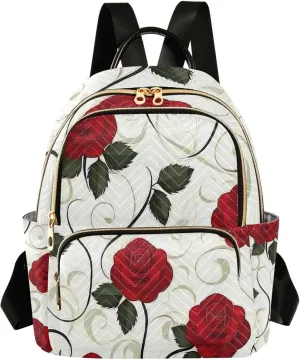 Mini Backpack for Women Flower Color Rose Pattern Small Purse Daypacks Stylish Bags Lightweight Travel Backpacks for College Shopping Work Dating