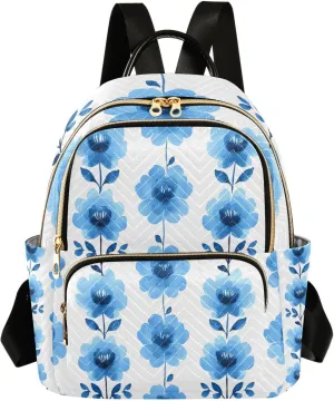 Mini Backpack for Women Flower Leaves Pattern Small Purse Daypacks Stylish Bags Lightweight Travel Backpacks for College Shopping Work Dating