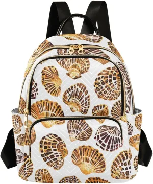 Mini Backpack for Women Leopard Print Seashells Summer Small Purse Daypacks Stylish Bags Lightweight Travel Backpacks for College Shopping Work Dating