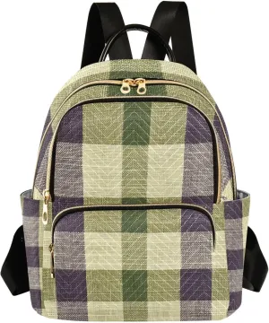 Mini Backpack for Women Olivelinencheck Pattern Small Purse Daypacks Stylish Bags Lightweight Travel Backpacks for College Shopping Work Dating