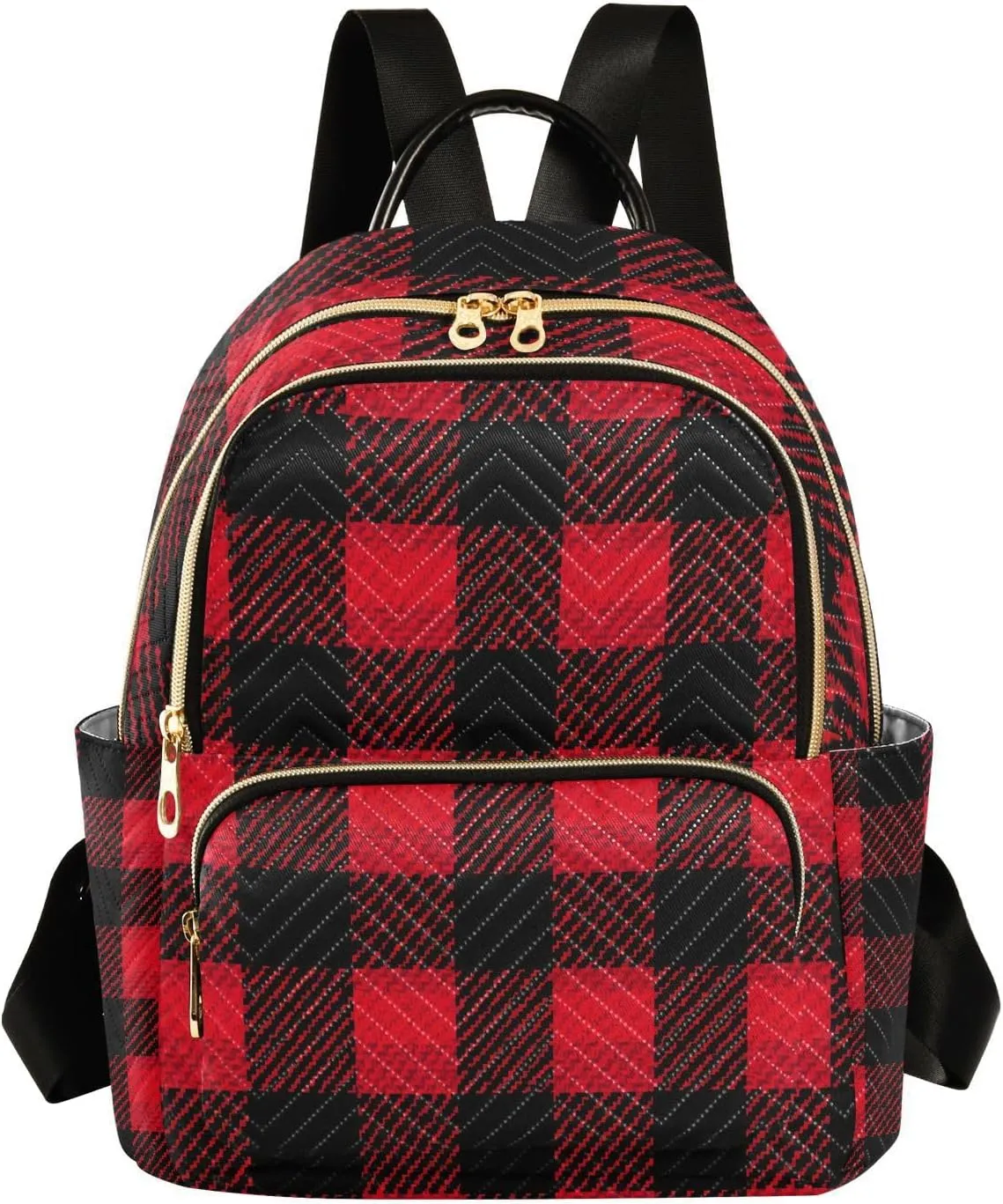 Mini Backpack for Women Red Black Checkered Pattern Small Purse Daypacks Stylish Bags Lightweight Travel Backpacks for College Shopping Work Dating