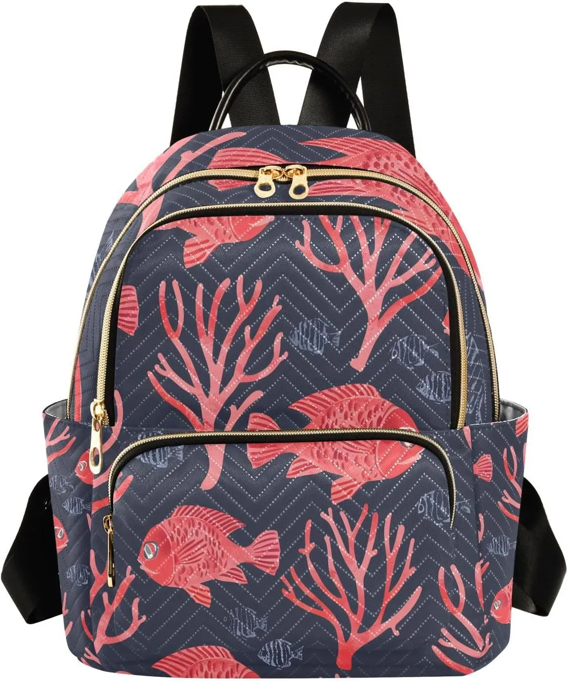 Mini Backpack for Women Red Fish Coral Small Purse Daypacks Stylish Bags Lightweight Travel Backpacks for College Shopping Work Dating