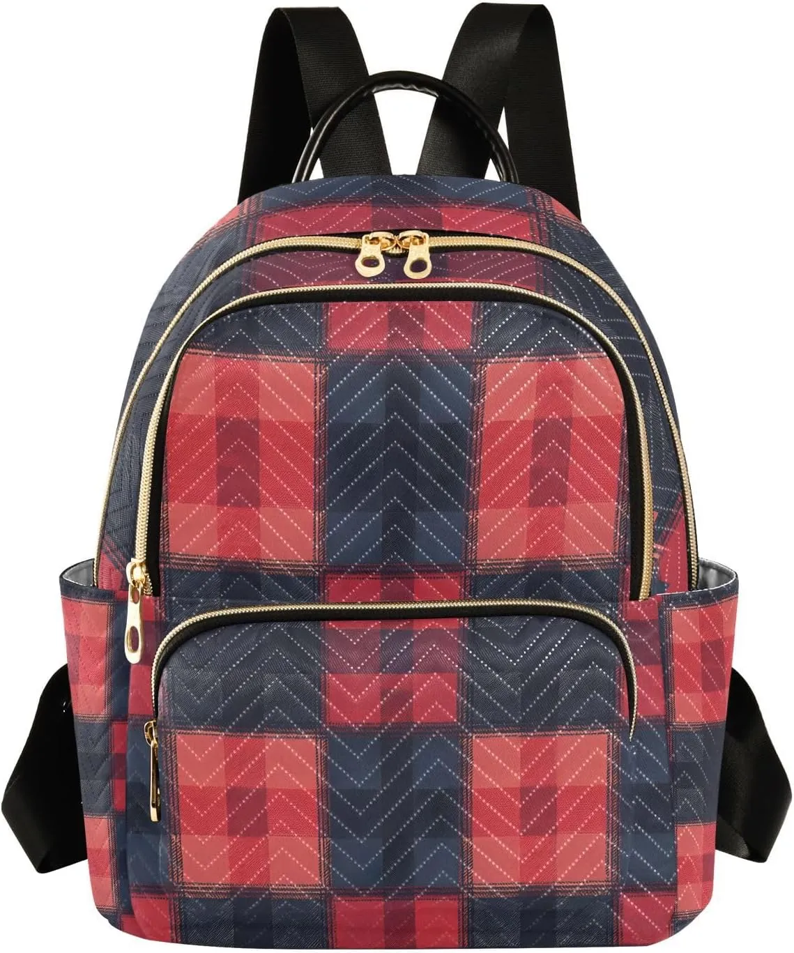Mini Backpack for Women Red Navy Plaid Pattern Small Purse Daypacks Stylish Bags Lightweight Travel Backpacks for College Shopping Work Dating