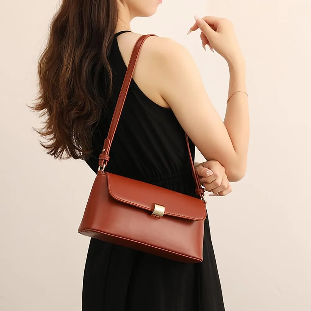 Mn&Sue Shoulder Bags for Women Classic Flap Hobo Purse Medium Vegan Leather Clutch Handbag with Zipper Closure