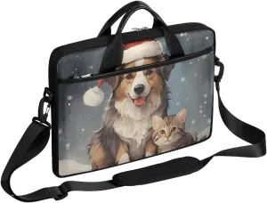 Modern Christmas Winter Style Laptop Shoulder Bag Tablet Computer Notebook Sleeve Messenger Bags Carrying Case with Strap Briefcase Tote for 14 15 in Laptops