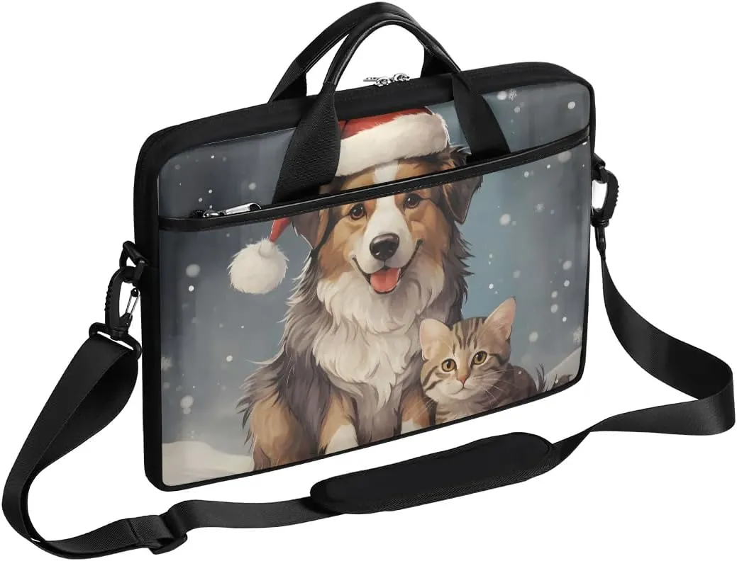 Modern Christmas Winter Style Laptop Shoulder Bag Tablet Computer Notebook Sleeve Messenger Bags Carrying Case with Strap Briefcase Tote for 14 15 in Laptops