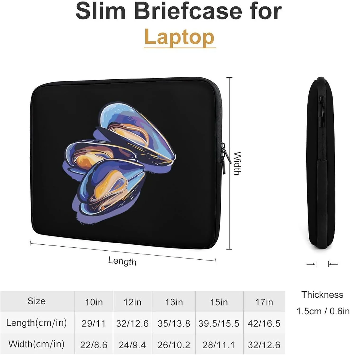 Mussels Seafood Personalized Laptop Bag Business Casual Laptop Cases Slim Computer Bag Briefcase
