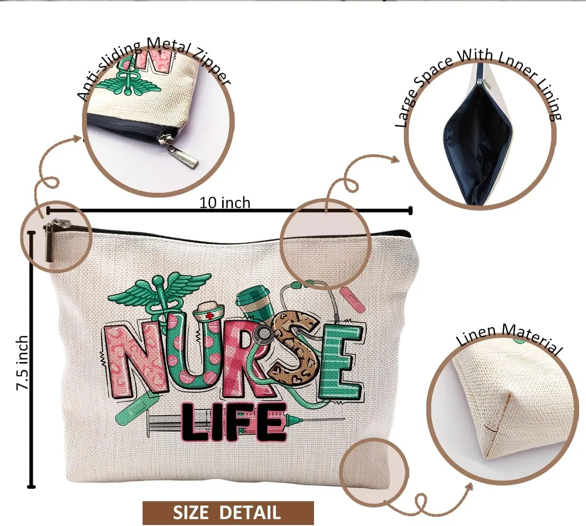 Nurse Makeup Bags,Nurse Gifts for Women,Nurse Cosmetic Bags With Zipper,Nurse Gifts for Nursing Student,Student Nurse Gifts(F style)